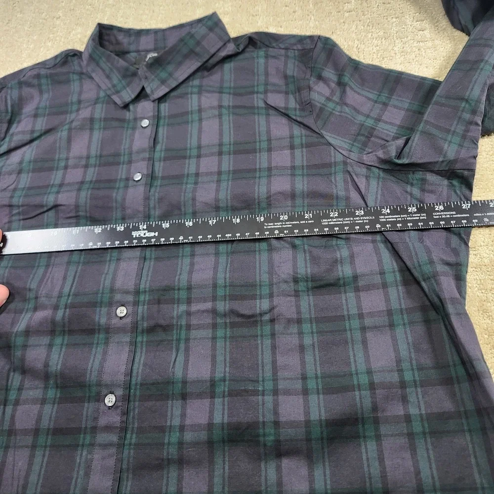 J Crew Shirt Women 24 Black Watch‎ Tartan Plaid Slim Stretch Button Up Office
